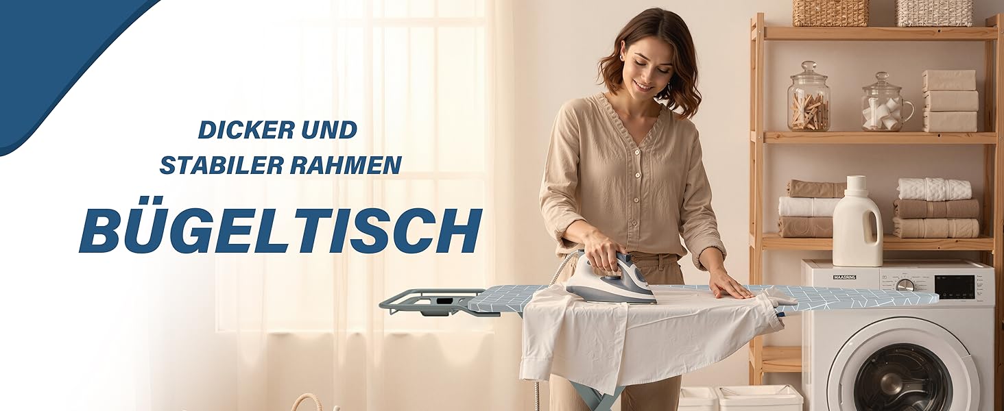 Гладильна дошка STANEW XXL 120 x 45 см – розкладна та регульована по висоті з системою безпеки, підставкою для праски та неслизькими ніжками