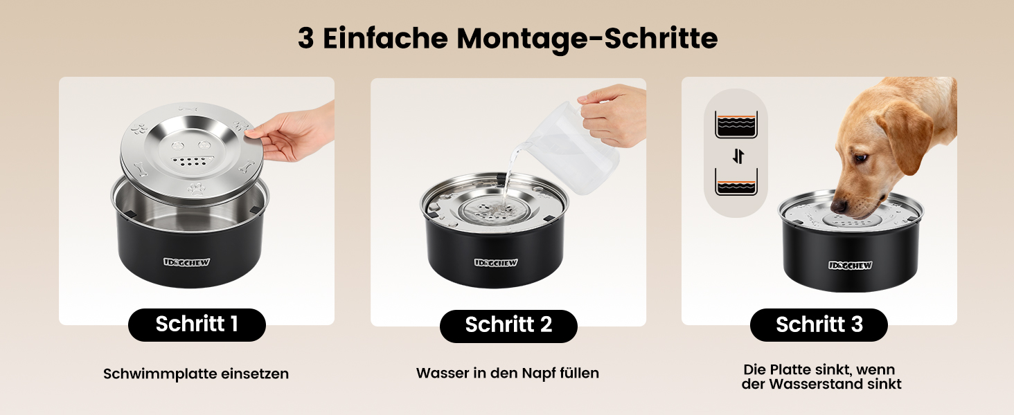 Миска для собак без облизування, нержавіюча сталь, 3L, чорна, з антиковзним дном, легко миється, для собак