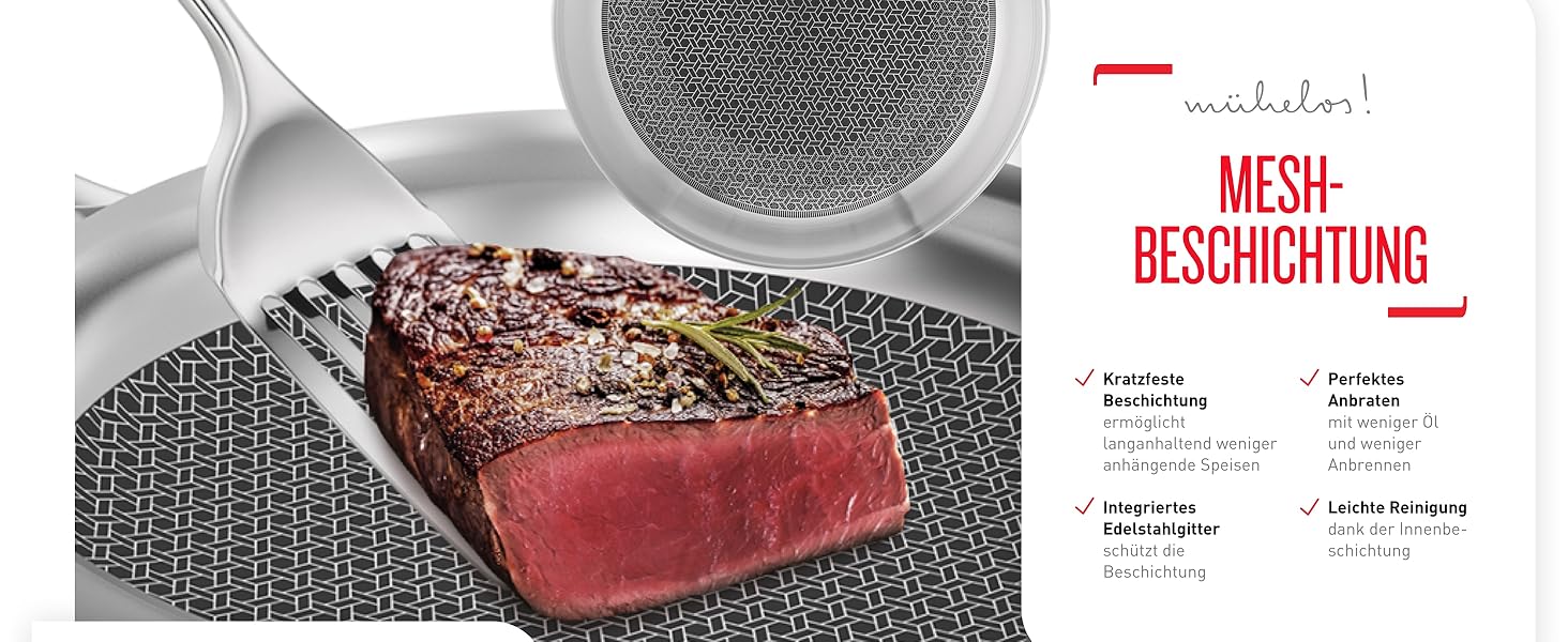 Сковорода Tefal Eternal Mesh 28 см з антипригарним покриттям Mesh, для всіх типів плит, індукційна, 3-шарова