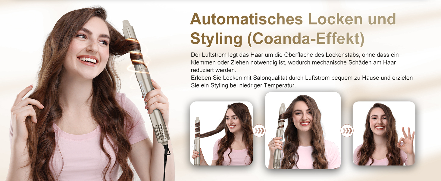 7MAGIC Airstyler 6-в-1: стайлер, плойка, фен, іонізація, для волосся, професійний, для особливих випадків, золото