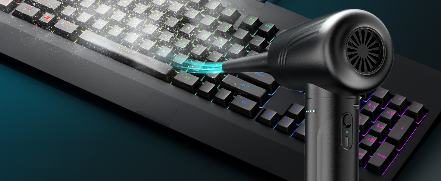 Електричний пилосос JoyGeek G711 для чищення клавіатури, ПК, авто, софи та камери - 120000 об/хв, 9000mAh, з LED-підсвічуванням та щіткою