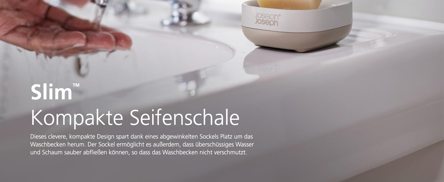 Мильниця Joseph Joseph Bathroom Slim – компактна з неслизькою основою, білий/сірий колір