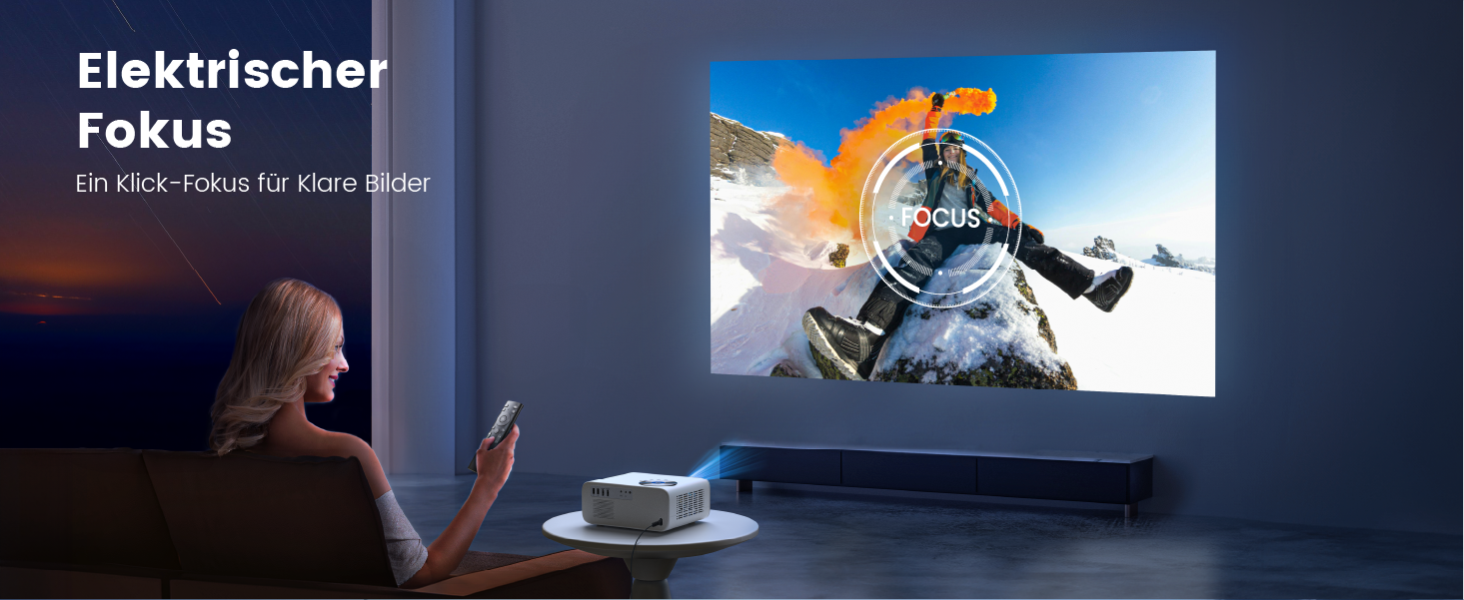 Beamer 25000Lumen 1080P/4K Android TV з автотрапецеїдним виправленням, електричним фокусом, WiFi, Bluetooth, для iPhone/Android/Tablet, білий