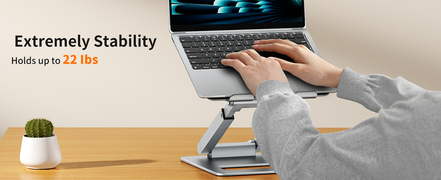 Adjustable Laptop Stand for Desk - Telescoping Design, Ergonomic Riser for 10-17 Inch Laptops (Silver)