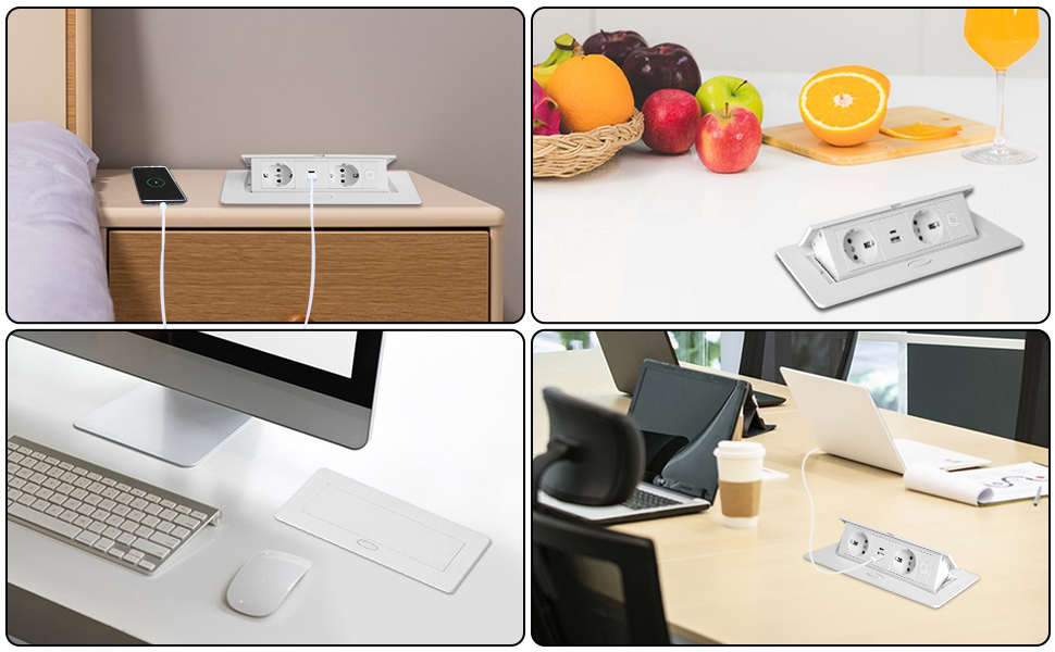 Вбудована розетка PD20W USB-C з швидкою зарядкою для столу, біла (20W, Type-C)