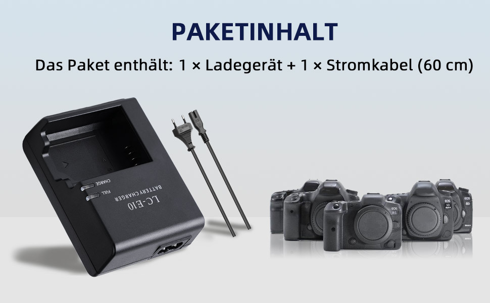 Зарядний пристрій для акумулятора Canon LP-E10/LC-E10C/LC-E10/LC-E10E (сумісний з EOS Rebel T7, T6, T5, T3, T100, EOS 4000d, 3000d, 2000d, 1500d, 1300d, 1200d, 1100d, 1100dkiss)