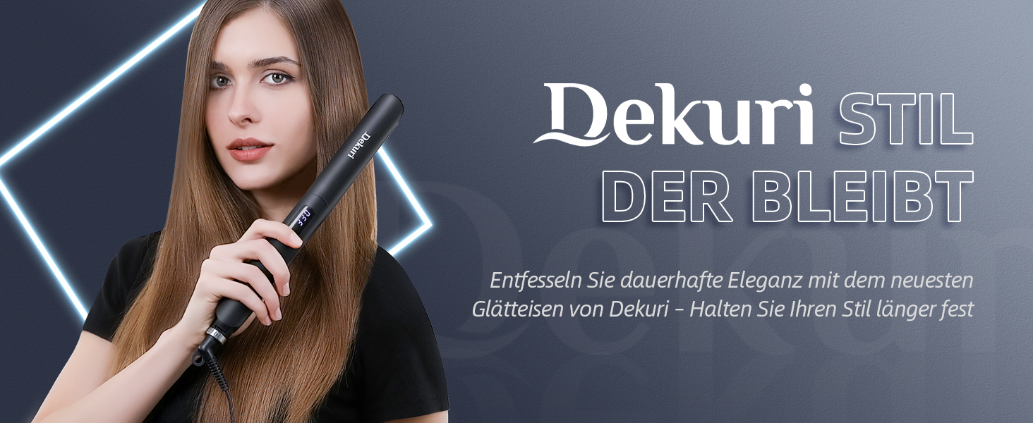 Dekuri 42mm Ceramic Hair Straightener - Water-Based Plates, Pink/Black - Adjustable 120°C-230°C