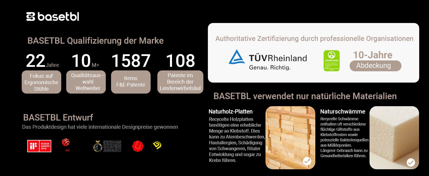 Офісне крісло BASETBL для офісу та дому, чорне, 150 кг, ергономічне, з PU шкіри, поворотне, з м'якими підлокітниками, функція гойдання