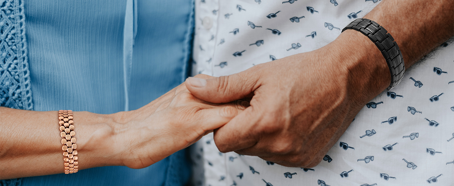 Браслет на магніті JEROOT для чоловіків, чорний титановий браслет з 4 елементами, подвійний ряд, браслет для здоров'я та енергії з високоякісною застібкою-складкою та знімачем ланок годинника (3500 гаус)