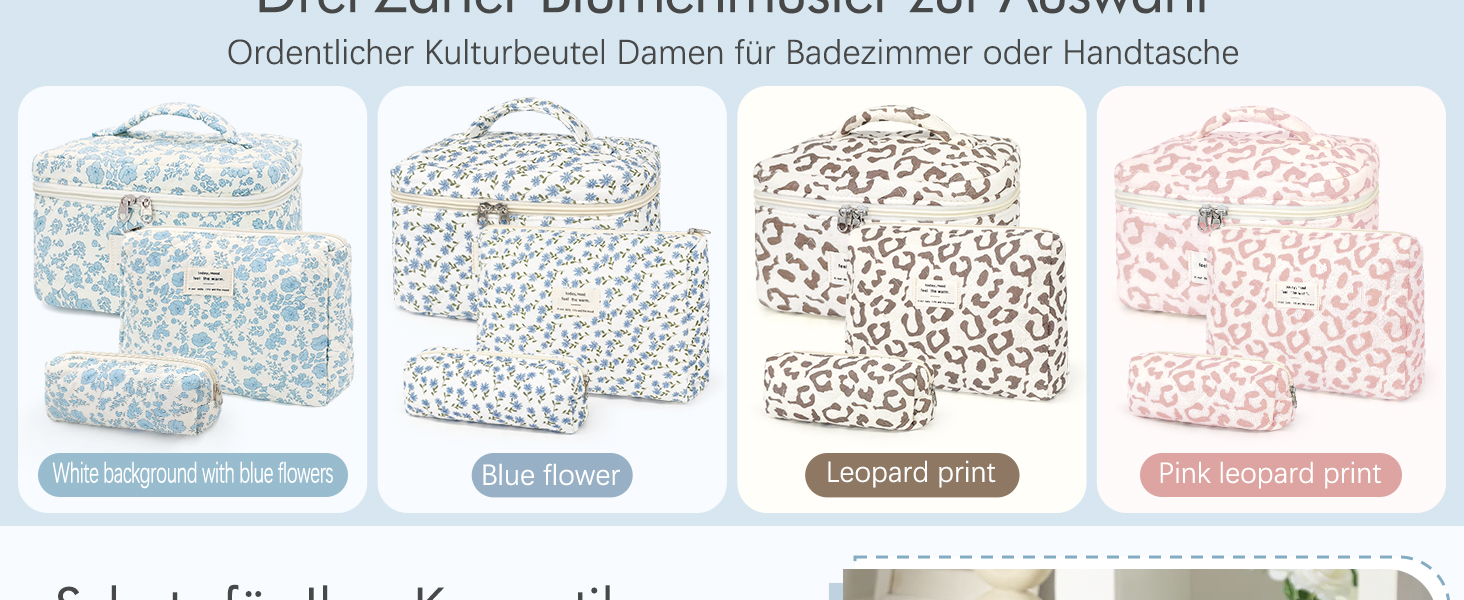 Набір косметичок для жінок: 3 шт. Leopard - велика, середня, маленька | Косметичка для макіяжу, подорожей, організації косметики