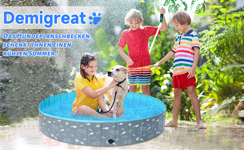 Надувний басейн для собак великих та малих порід, 80/120/160 см, складаний, портативний, екологічний PVC, (S:80x20 см, кістка)