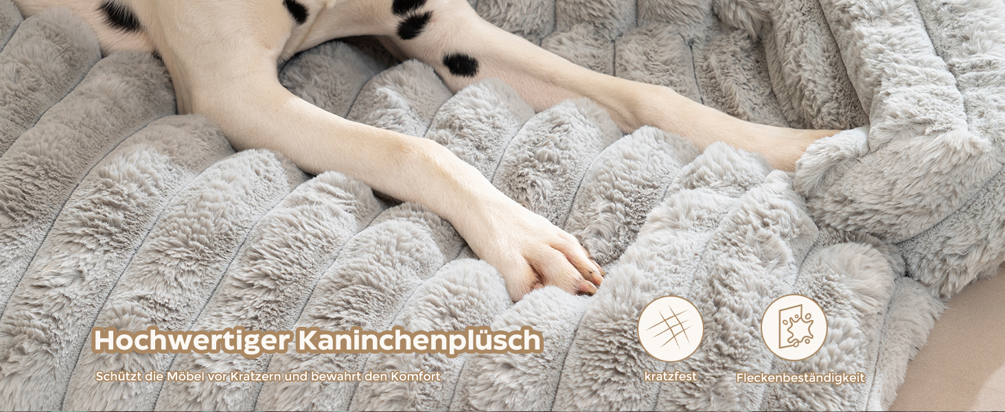 М'яке ліжко для собак Avont Flauschige, килимок-подушка для собак та котів знімний та пральний чохол, антиковзаюче дно, велике/світло-сірий, 105 x 18 x 95 см