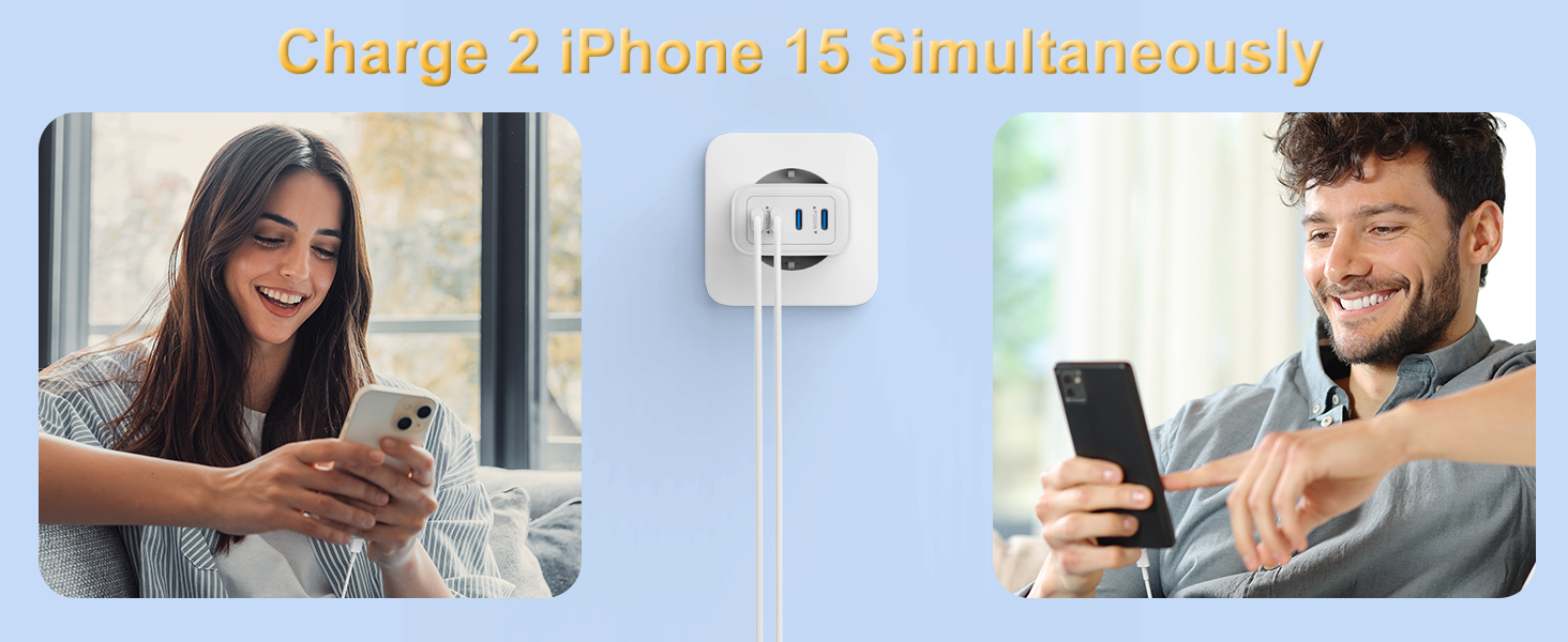 Мережевий адаптер USB C 40W з 4 портами, зарядний пристрій для iPhone, iPad, Samsung та інших пристроїв