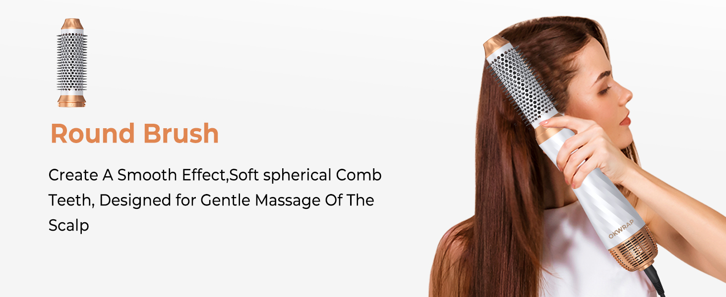 Набір для укладки волосся 5 в 1, стайлер для волосся, фен, плойка, щітка для об'єму, термощітка, для випрямлення, сушіння, створення об'єму та локонів (біло-сірий)