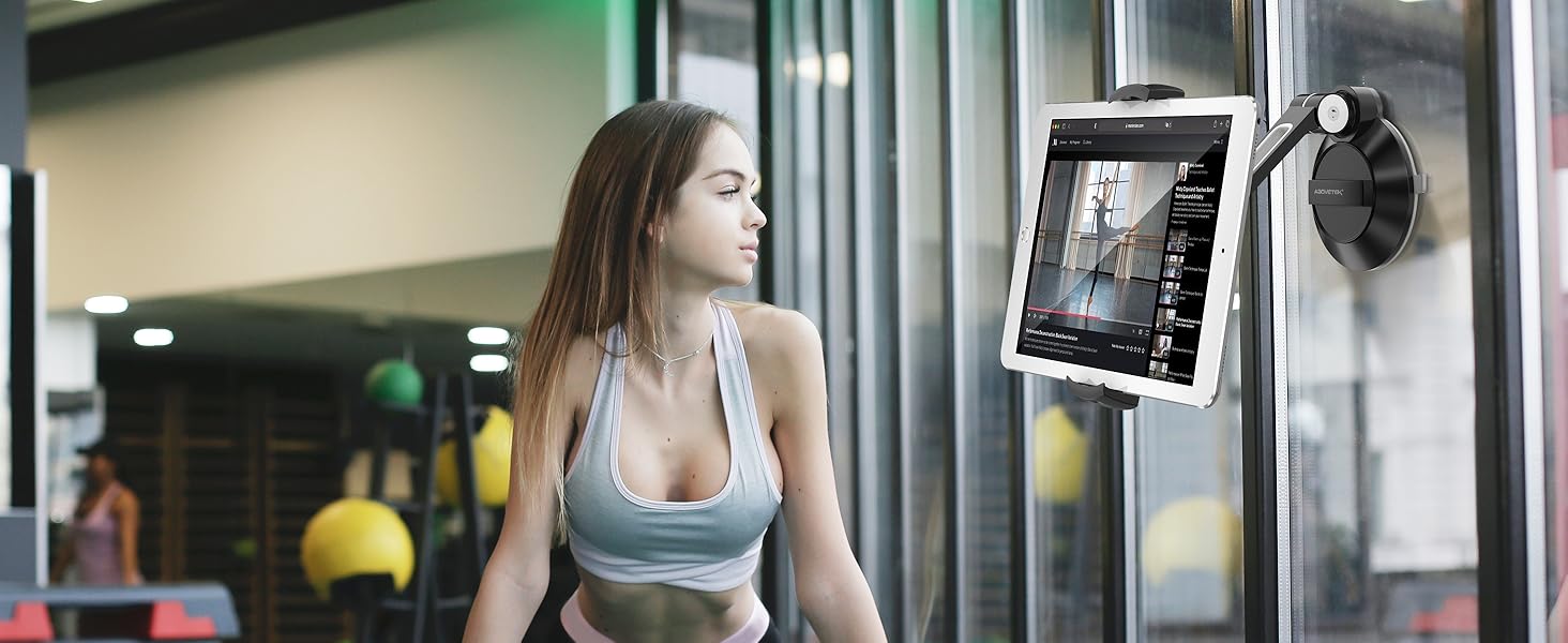 Підставка для планшету та смартфона AboveTEK з присоском – регульована 360° для iPad/смартфонів (4–11 дюймів), авто/стіна/офіс (чорний)