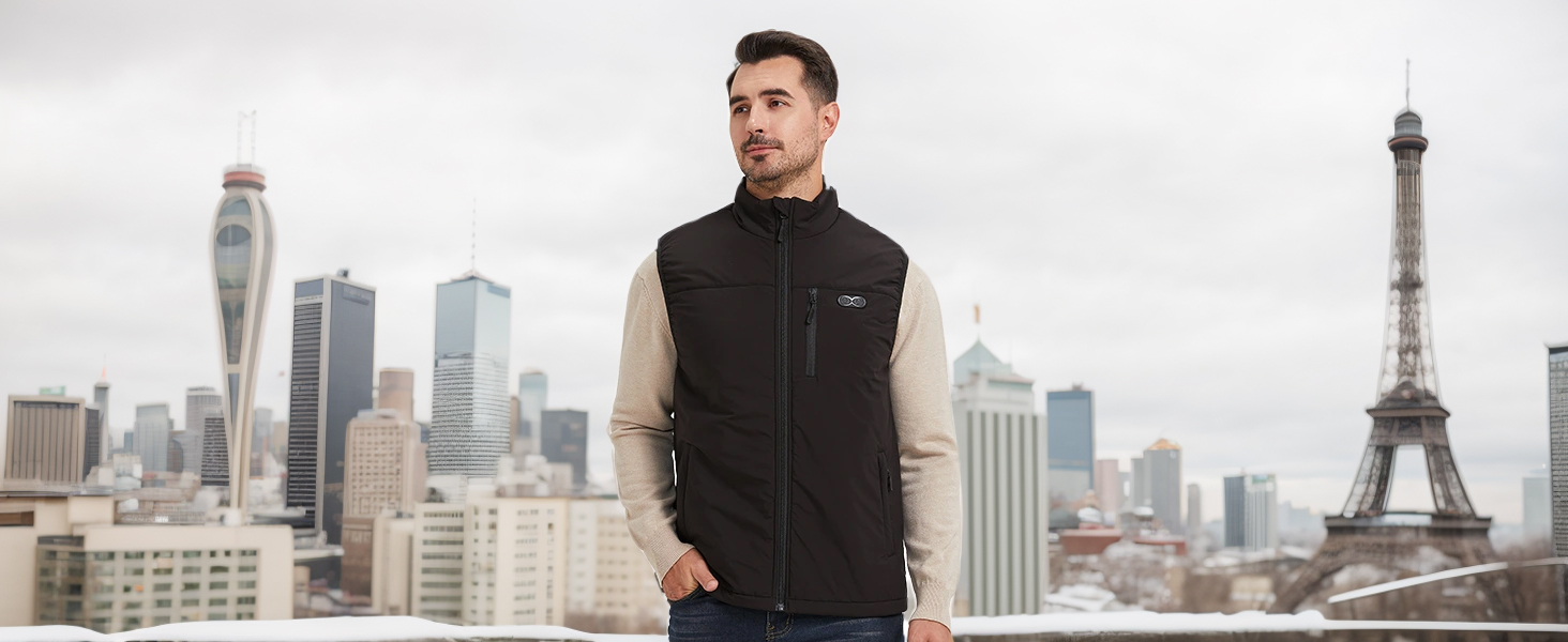 Обогріваючий жилет для чоловіків та жінок з регулюванням температури, 11 зон обігріву, максимальна температура 60°C, чорний, XL (без акумулятора)