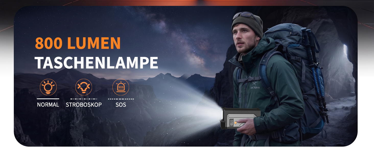 Пусковий пристрій (бустер) для автомобіля Starthilfe Powerbank 8000A, 26800mAh, чорний