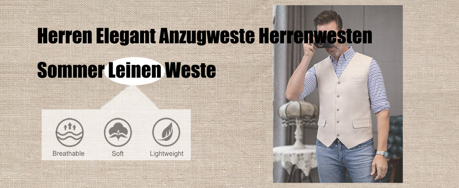 Елегантна жилетка для чоловіків Solovedress: літня жилетка з льону для весілля та свят, XXL, темно-синій