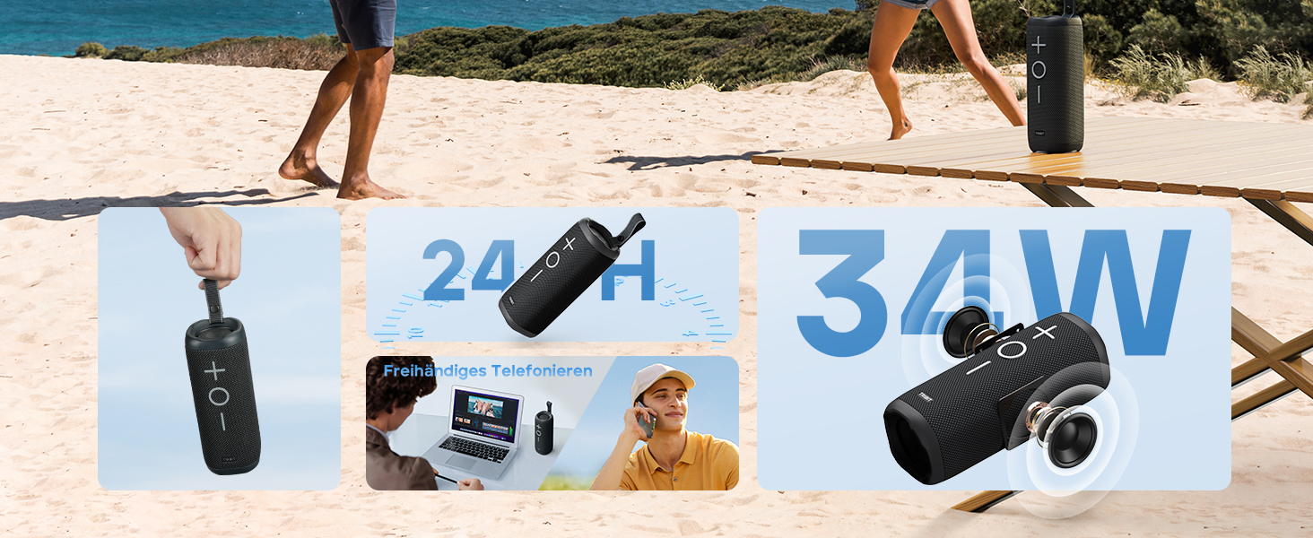 Tribit StormBox 2: Портативна Bluetooth колонка 34 Вт, IPX7, 24 год, XBass