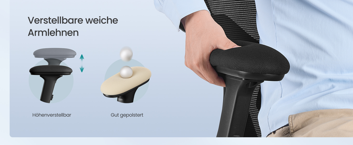 Офісний стілець SONGMICS ергономічний, комп'ютерний стілець, регульована поперекова та підголовна підтримка, до 150 кг, регульована висота, чорний OBN066BH01