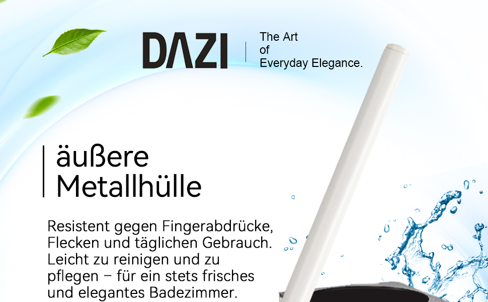 Настінна щітка для туалету DAZI з кріпленням без свердління, з нержавіючої сталі, сучасний дизайн, знімний внутрішній стаканчик для легкого догляду та очищення (золота щітка) (білий)