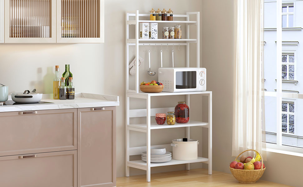 Стелаж для кухні SogesHome 5-ярусний, 80x40 см, з гачками, білий