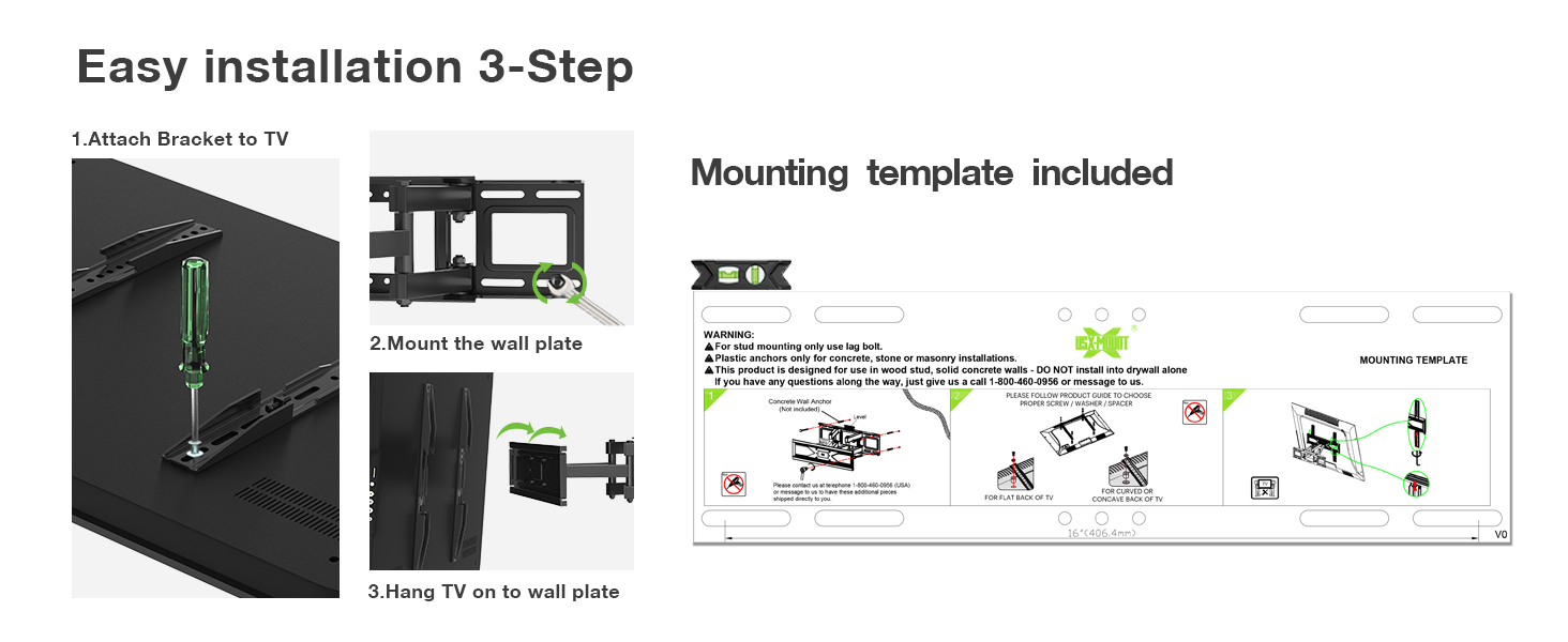 Кріплення для телевізора USX-MOUNT на стіну, поворотне та нахильне, для LED, OLED, Plasma телевізорів (32-70 дюймів), універсальне, з подвійним кріпленням, VESA до 400x400 мм, до 45 кг