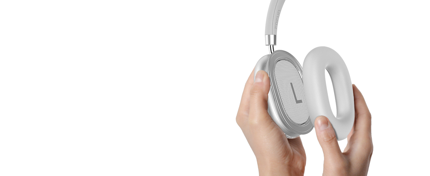 Навушники бездротові Bluetooth 6.0 NC95 з активним шумозаглушенням, сріблясті. До 120 годин роботи, налаштування EQ через додаток, для подорожей та спорту