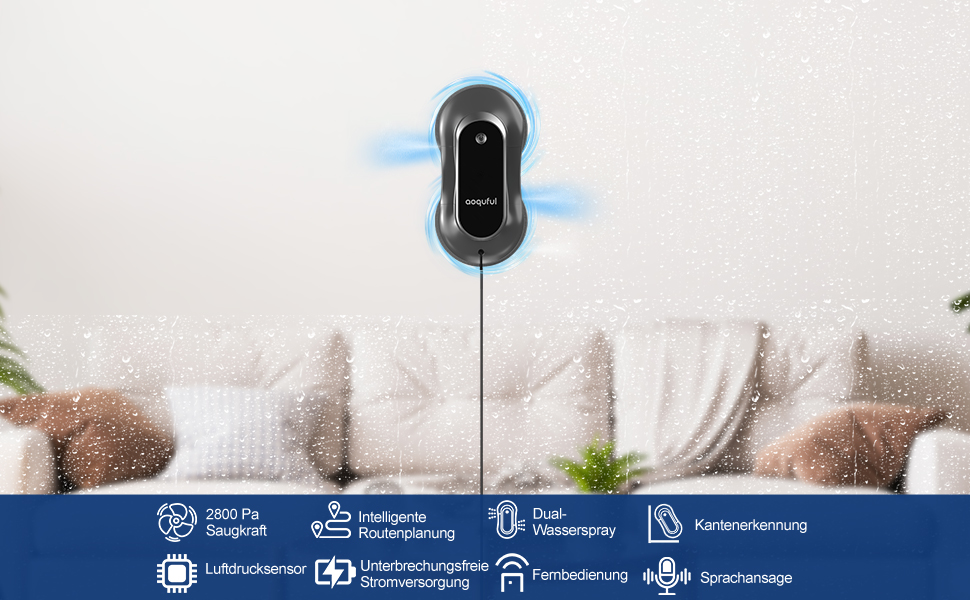 Робот для миття вікон Intelligenter Fensterputzroboter Yw160sa сірий з дистанційним керуванням та додатковим розпилювачем води (12 серветок)