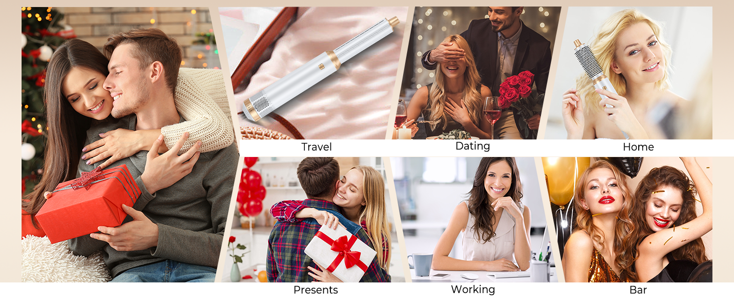 OKWRAP Hair Styler Set 5 в 1: Фен-щітка, плойка для локонів, об'єм, випрямлення. Білий сірий колір