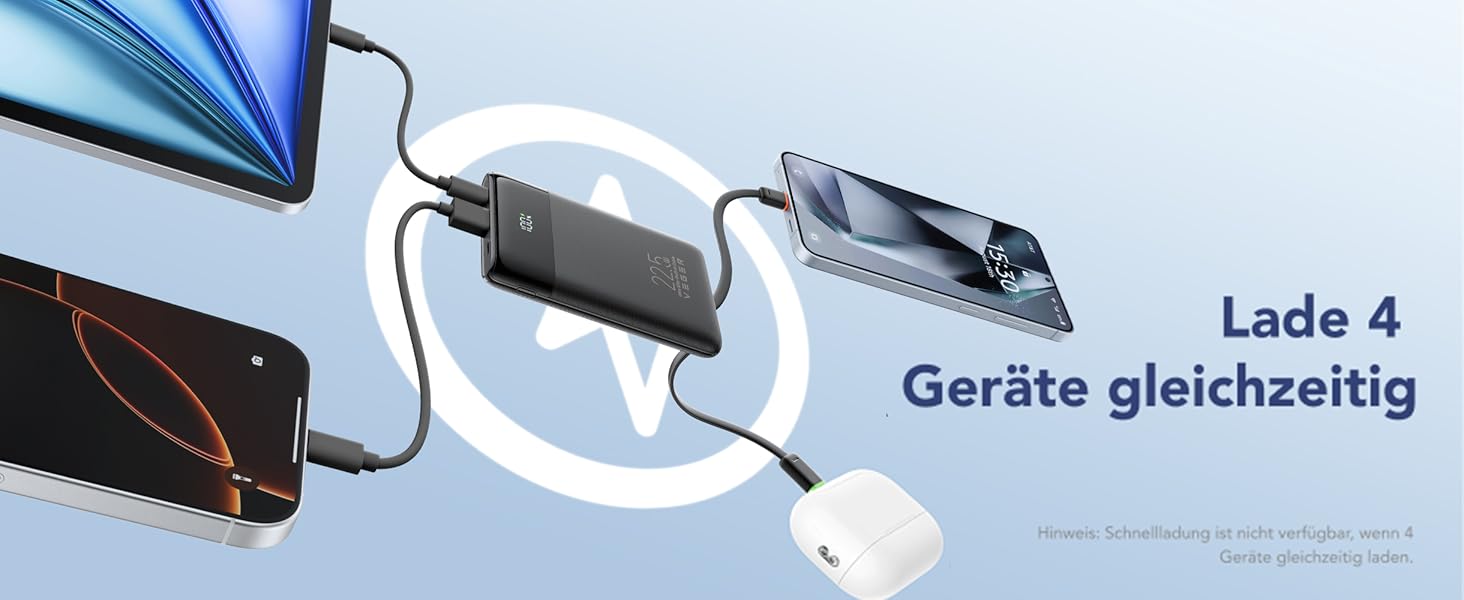 Повербанк VEGER 10000mAh 22.5W з вбудованим кабелем USB-C, швидка зарядка, чорний