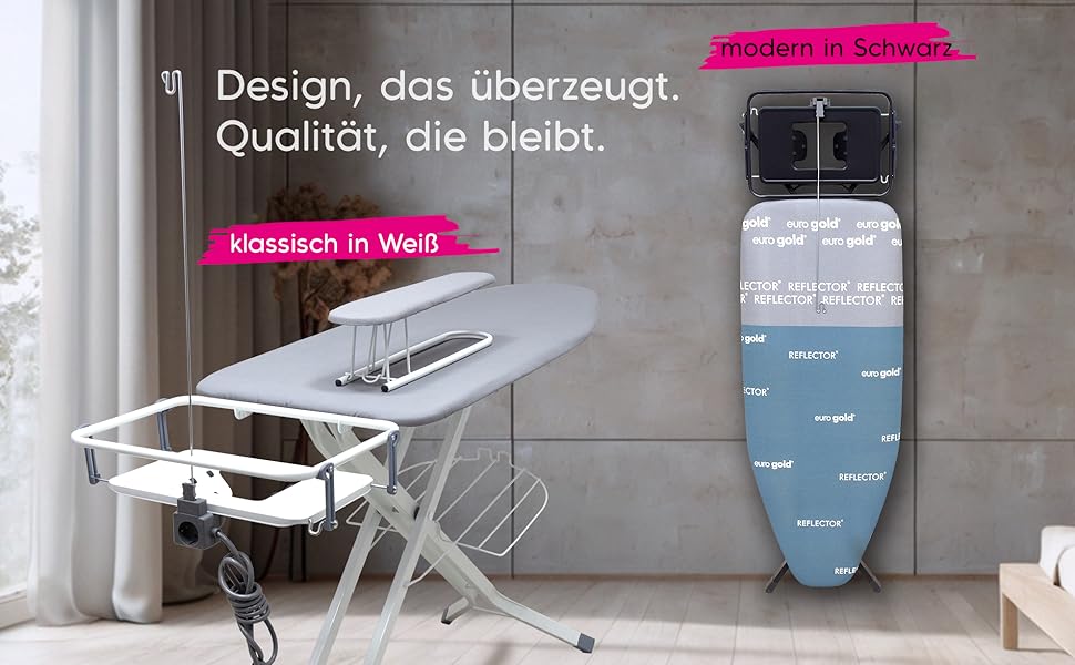 Прасувальна дошка EUROGOLD для парогенератора 130x48 см з розеткою, регульована по висоті, складана, з підкладкою для рукавів та підставкою для праски, бавовняний чохол Oeko-Tex (Сірий)