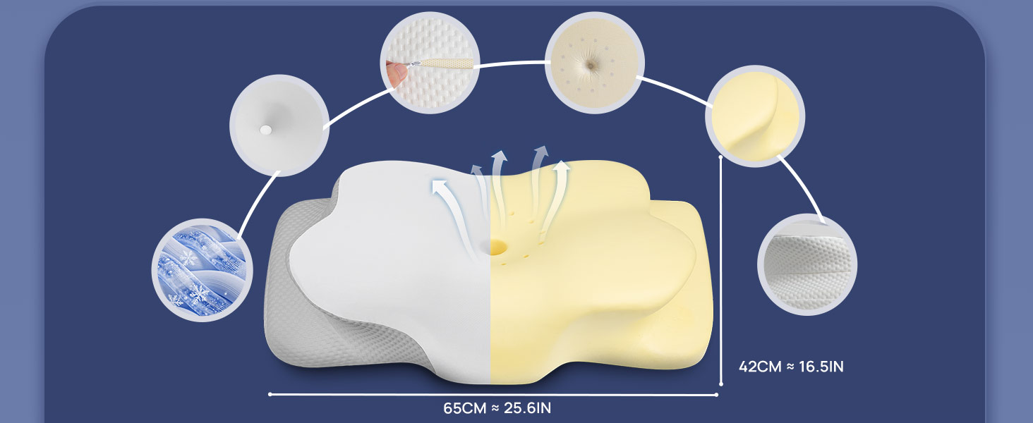 Подушка ортопедична Mulisoft Memory Foam для сну на боку та спині, сіра, розмір M