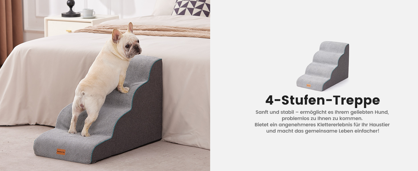 Сходинки для собак Gardner Pet: 3 сходинки, 35/42 см, сірий колір. Зручні для маленьких собак, з водонепроникним покриттям та протиковзким матеріалом. Підходять для ліжка, дивану, крісла.