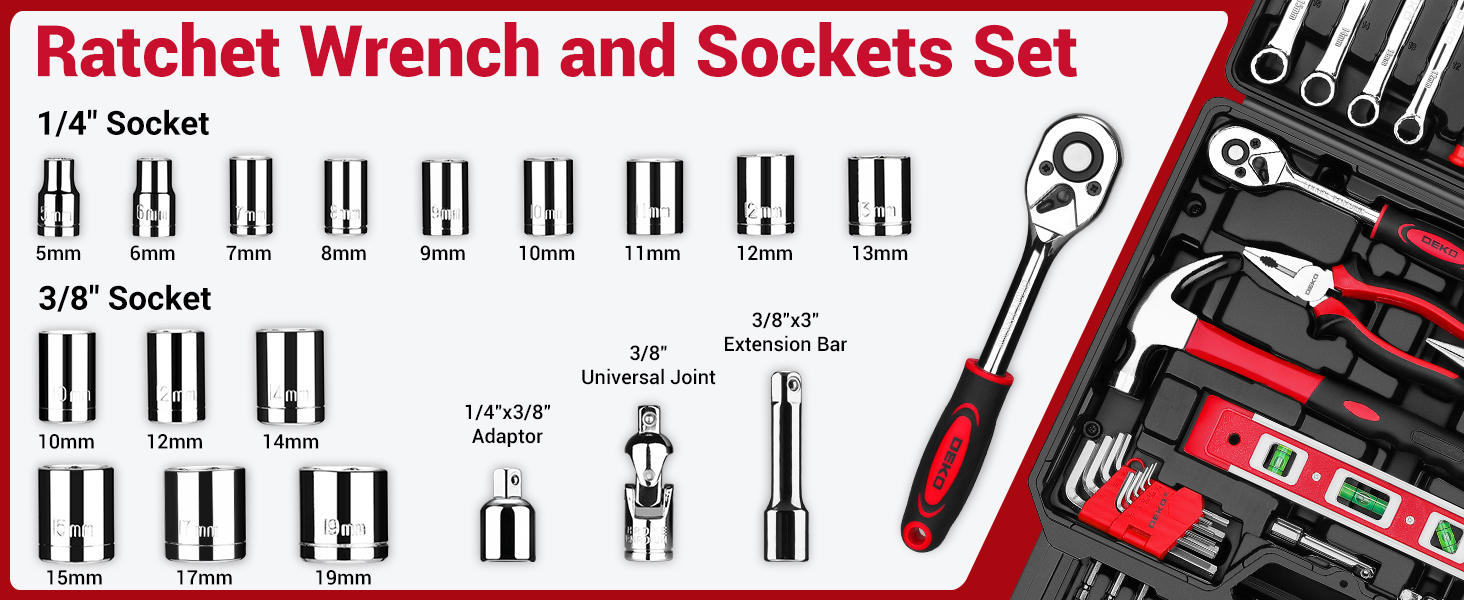 Акумуляторна дриль-шуруповерт DEKO 12V: набір інструментів 238 шт. з акумулятором для дому, ремонту та рукоділля (червоний)