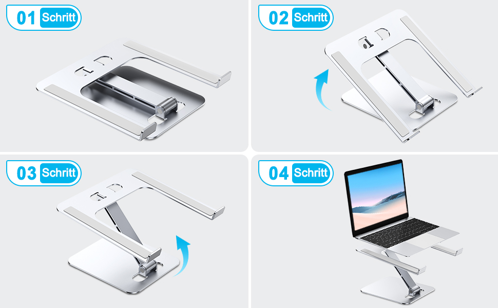 Підставка для ноутбука Babacom, регульована висота, складний, з алюмінієвого сплаву, ергономічна, з вентиляцією, сумісна з MacBook Air, Pro та ноутбуками 10-16' (срібна)