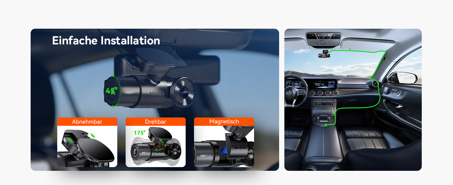 Автомобільний відеореєстратор VANTRUE N2X 2.7K+1080P, подвійна камера, HDR нічне бачення, GPS, Wi-Fi 5ГГц, додаток, голосове керування, 2'' екран, 24/7 паркувальний режим, G-сенсор, до 1ТБ