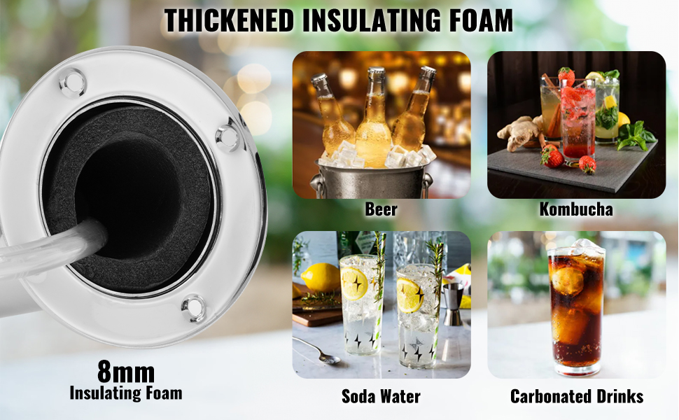 VEVOR Фаптур з двома кранами для пива, з нержавіючої сталі, комплект кегератора з попередньо встановленими шлангами та самозакривними кранами для вечірок, барів, пабів та ресторанів