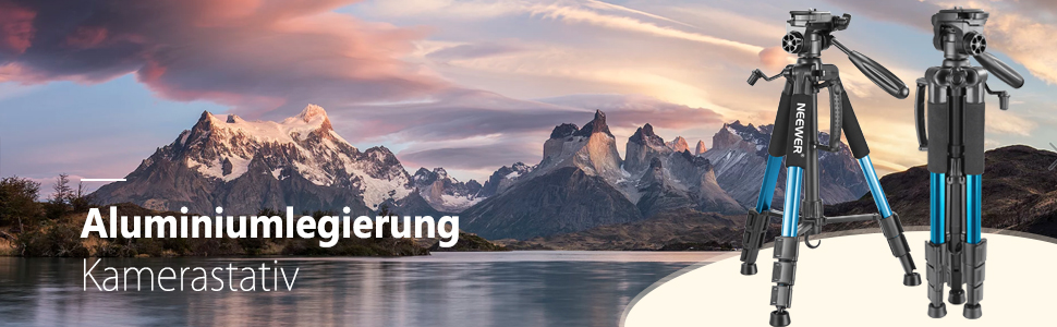 Штатив для камери Neewer 142 см з алюмінієвого сплаву з 3-стороннім поворотним кріпленням, сумка, підтримка до 4 кг, синій (SAB234)