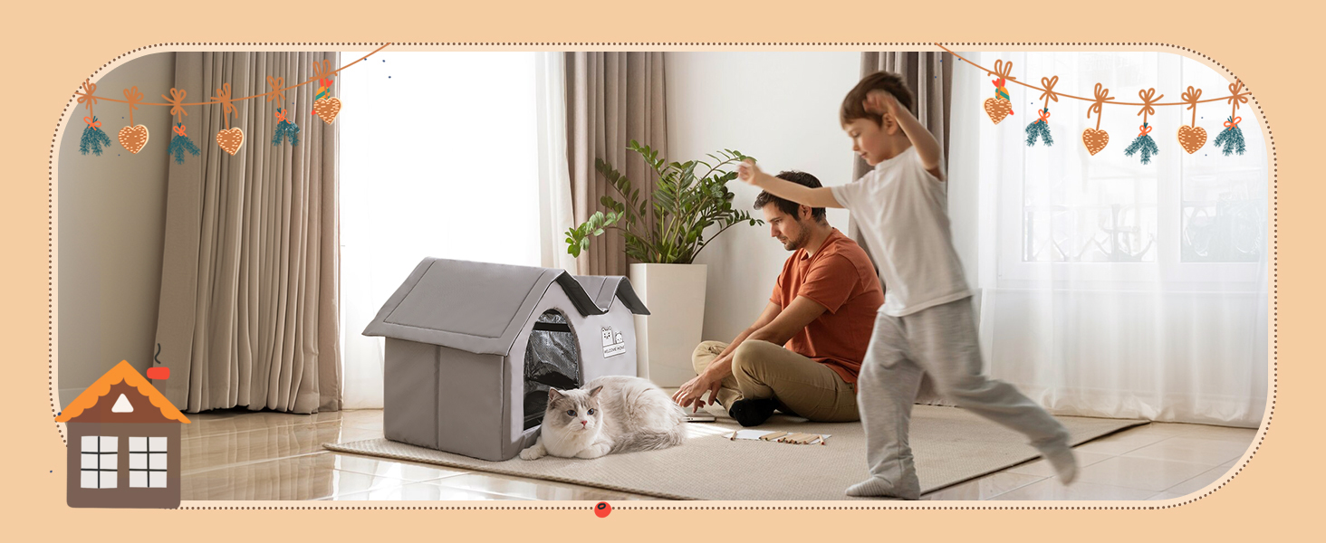 Зручне котяче будиночок ALLSOPETS для вулиці: водонепроникне собаче житло, тепле ізольоване притулок для тварин з подвійним дахом (чорний)