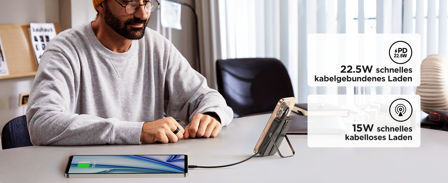 Портативний зарядний акумулятор Powerbank MagSafe 10000mAh з бездротовою зарядкою, USB-C, для iPhone, AirPods (Чорний)