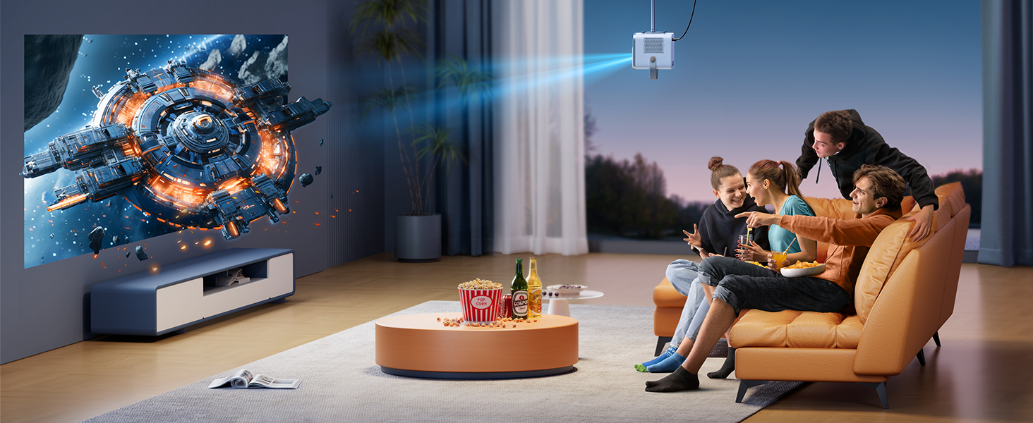 YABER V12 проєктор 4K: Full HD, WiFi6, Bluetooth 5.2, автофокус, 60Hz, 20W Dolby, для дому та на вулицю, 50% Zoom