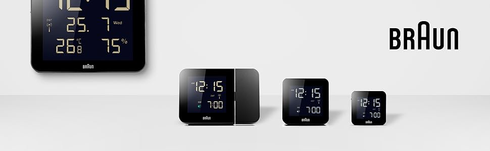 Цифровий будильник Braun BC09B з функцією сну, негативним LCD-дисплеєм, швидким налаштуванням і наростаючим сигналом, чорний