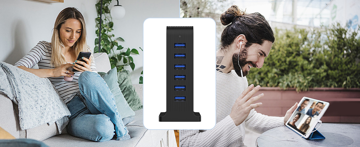 Зарядний пристрій USB мережевий 6 портів 25W для iPhone, Samsung, LG, Huawei та інших пристроїв (Чорний)