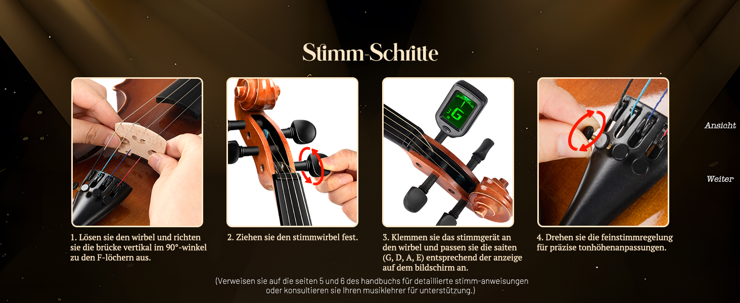 Скрипка CAHAYA з масиву дерева 4/4 матова, ручної роботи: повний набір для початківців, дорослих, учнів та дітей 12 років - скрипка з масиву дерева, футляр, підставка для плеча, тюнер, колінь