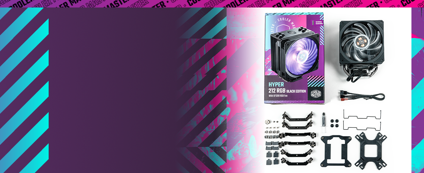 Кулер CPU Cooler Master Hyper 212 RGB Black Edition з підтримкою LGA1700, 4 теплові трубки, SF120R RGB вентилятор, чорний