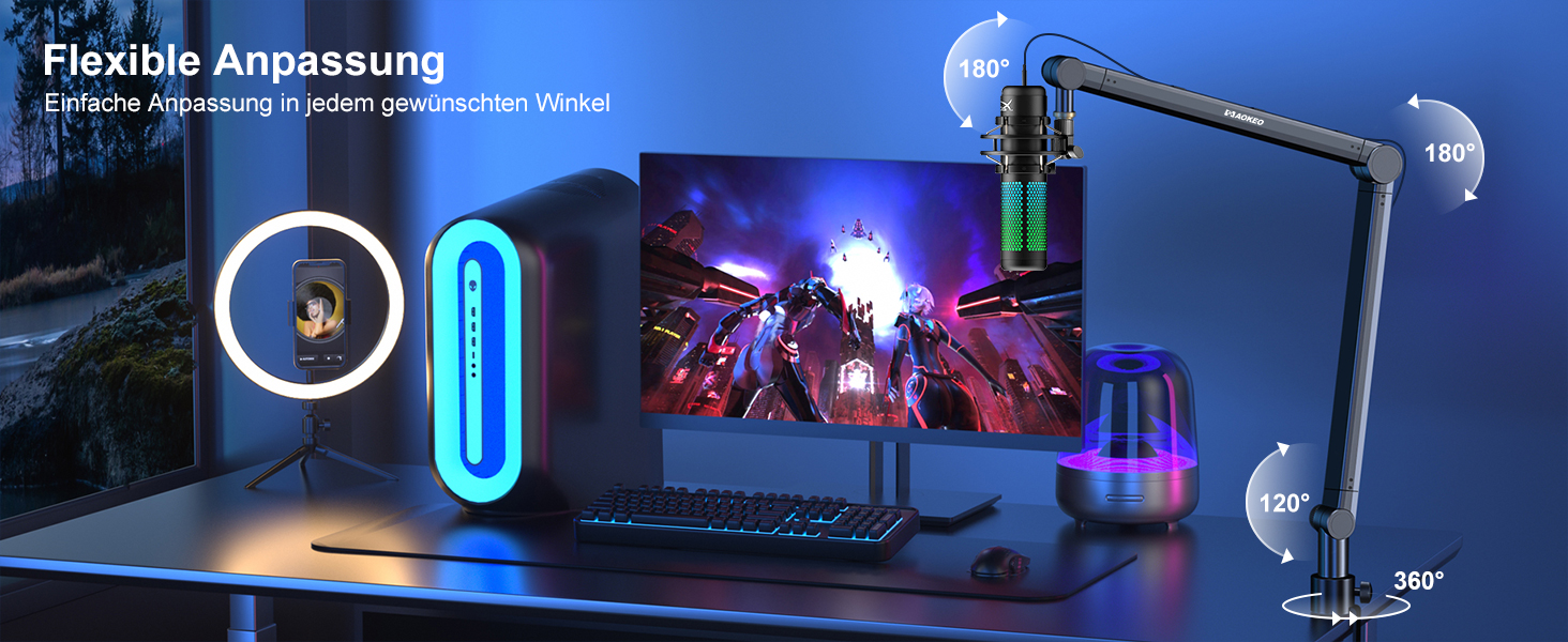 Кріплення для мікрофона Aokeo AK-48 – підходить для Shure SM7B, Blue Yeti, HyperX QuadCast та інших