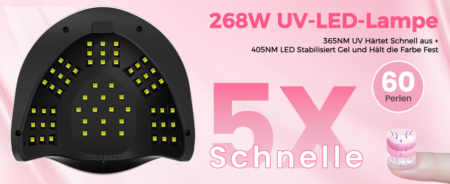 LED UV лампа для нігтів NAILGIRLS 150W з таймером, датчиком, LCD дисплеєм та знімною магнітною платформою. Підходить для гель-лаку, нігтів рук та ніг (Рожевий 268W)