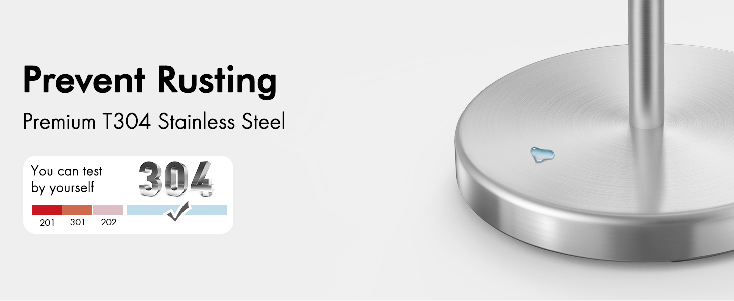Stainless Steel Freestanding Toilet Paper Holder with Weighted Base - Brushed SUS304 Finish