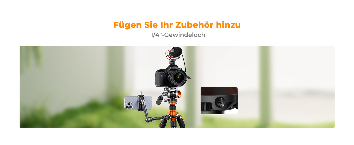 Штатив K&F Concept T254A7+BH-28L для камери: професійний, 230см, з рідинною головкою